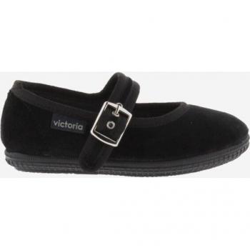 Victoria Oda Velvet Ballerina Flats with Matching Trim and Side Buckle Closure