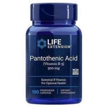 Life Extension Pantothenic Acid Vitamin B-5 500mg 100 Vegan Capsules