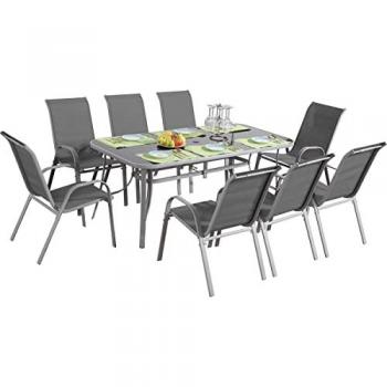 Conjunto de Muebles de Jardín Textileno Córdoba + Porto 8 Personas Gris Claro
