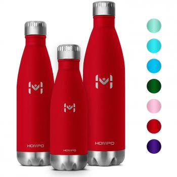 HOMPO Botella de Agua de Acero Inoxidable Botella Aislada al Vacío,diseño de Pared Doble,Sin Bpa & Eco Friendly,Adecuada para Viaje, Deporte, Bicicleta, Gimnasio