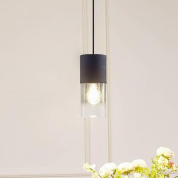 Lámpara colgante Svante de Lindby, 1 luz, negra, vidrio, Ø 10 cm