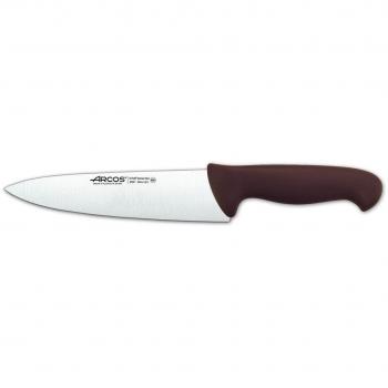Cuchillo de Cocinero Arcos Colour-Prof 292128, Acero Inoxidable Nitrum, Mango Ergonómico Polipropileno Marrón, Hoja 20 cm, Funda Display