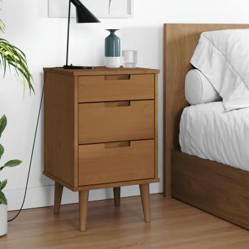 Mesita de noche MOLDE madera maciza de pino 40x35x65 cm Marrón y blanco