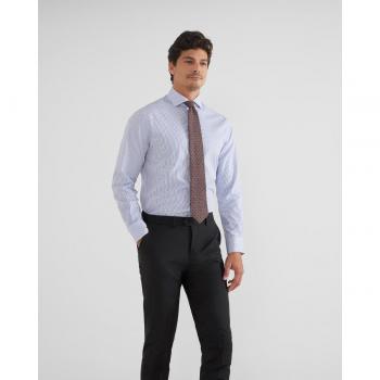Camisa de vestir raya fina azul celeste para hombre