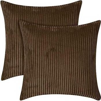 UMI Amazon Brand Fundas para Cojin Decorativas Cuadrado Suave 2 Piezas 60x60cm Chocolate