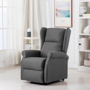 Sillón elevable de tela gris claro vidaXL