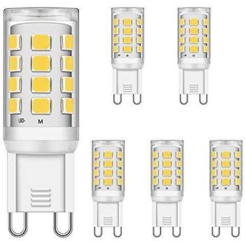 LED G9 Bombillas 3W Blanco Natural 4000K Equivalente a 15W 20W 25W 28W 33W Halógena Bombillas, 320LM, CRI> 85, G9 Enchufe LED Lámpara, sin parpadeo, no regulable, CA 220-240V, paquete de 5