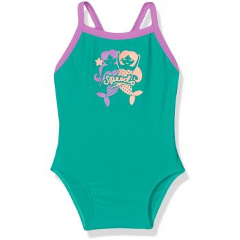 Bañador Speedo Blowing Bubbles con tirantes finos, 1 pieza, para niñas, niña, Blowing Bubbles Essential Thinstrap 1 Piece, Jade/Orchid/Soft Coral
