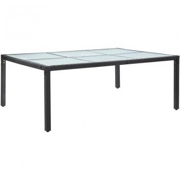Mesa de comedor de jardín Día y Noche 200x150x74 cm negra en ratán sintético
