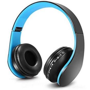 Auriculares Bluetooth para niños, Auriculares Plegable para niños con Volumen Limitado, niñas y niños, Auriculares Ajustable y Plegable con micrófono-Azul Negro