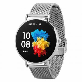 Garett Verona Silver Steel Smartwatch - Women's Connected Watch with 1.3 AMOLED, IP67, Bluetooth GPS, Sleep Monitor, Pulse Oximeter, Activity Pedometer