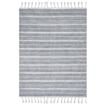 Alfombra de Tela Gris Claro 140 x 200 cm Patrón a Rayas