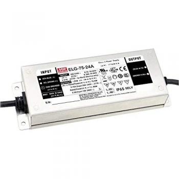 Driver LED Mean Well ELG-75-24B-3Y 75.6W 3.15A 12-24V CC Dimmerizable con PFC y Protección Sobrecarga