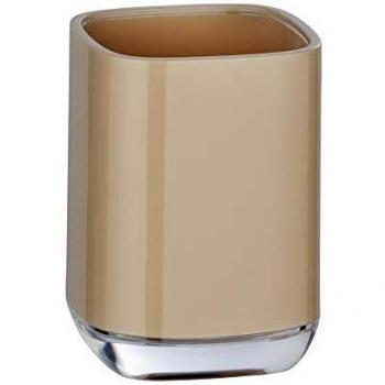 Vaso Porta Dientes Mascarón Beige, Poliestireno, 7,5 x 10,5 x 7,5 cm