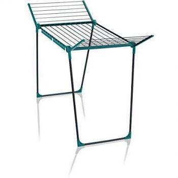 Leifheit Tendedero con alas Pegasus 180 Solid Verde y Gris, tendedero de ropa plegable con alas para prendas largas, estable tendedero exterior e interior