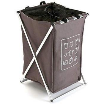Versa 19120034 Cesta Ropa Plegable Gris, 56x38x35cm, Poliéster y metal, Cesto