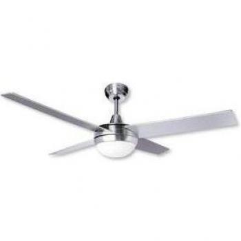 Dayron Montana Ventilador de Techo con Luz LED Silencioso 56W, 6 Velocidades, Mando a Distancia, Plateado, 4 Aspas