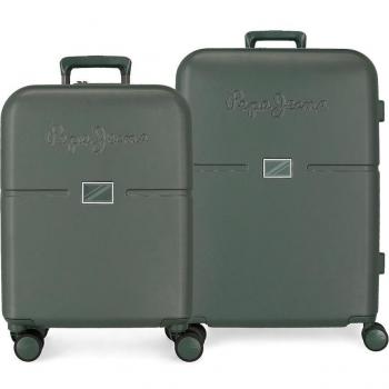 Pepe Jeans Accent Juego de Maletas Rígidas Verde 55cm y 70cm con Capacidad de 116L