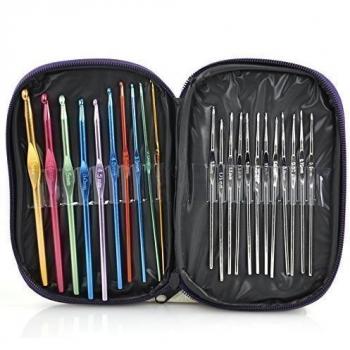 TRIXES Conjunto de 22 Ganchos de Crochet de Aluminio para Tejer Artesanías con Estuche