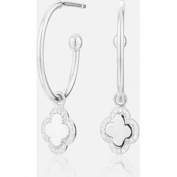 Pendientes de aro Cube con colgante en forma de flor y circonitas