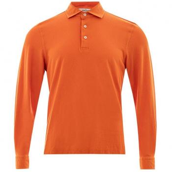 Elegant Orange Cotton Polo Shirt for Men - Gran Sasso, Size L