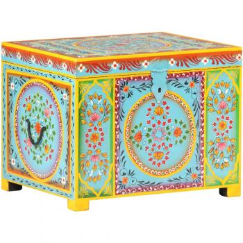 Caja de Almacenaje Pintada a Mano 50x40x40 cm Madera Maciza de Mango