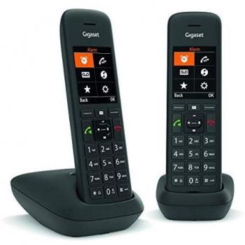 Teléfono inalámbrico Gigaset C575 Duo con pantalla retroiluminada, funciones de manos libres y bloqueo de llamadas - Negro