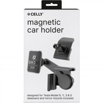 Soporte Magnético para Smartphone Celly Ghost Super Tesla con Rotación 360° - Negro