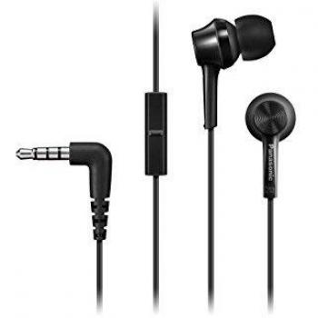 Panasonic TCM115E Wired In-Ear Headphones, with Microphone and Powerful Sound - Black