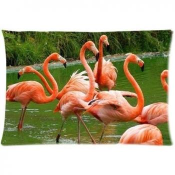 Flamencos animales jugando en el río con cremallera fundas de almohada cubierta 20 x 30 pulgadas