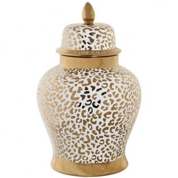 Tibor de porcelana blanco estilo colonial con medidas 25x25x40 cm