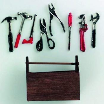 Caja de Herramientas Miniatura Efco con 9 Herramientas Multicolores (5 x 4 cm)
