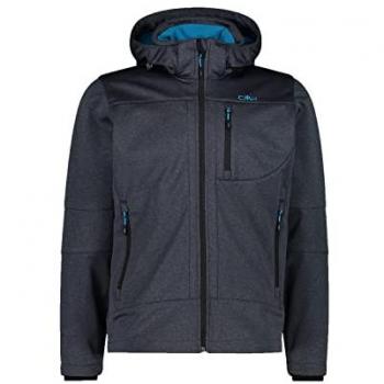 CMP Men's Softshell Jacket with Removable Hood - Navy Blue Speckled - 4XL