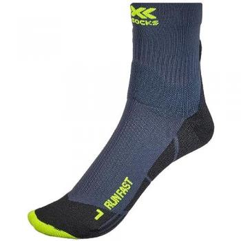 Calcetines X-Socks Run Fast 4.0 Gris y Negro Amarillo - Talla 35-38