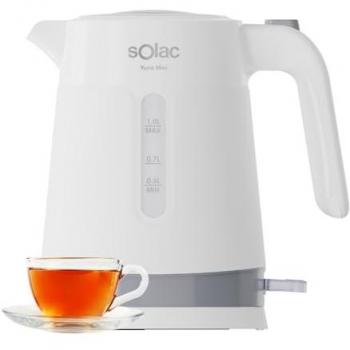 Hervidor eléctrico Solac Yuna Mini 2200W 1L con base 360°, apagado automático, LED, filtro anti cal, asa ergonómica, visor de agua y boca antigoteo - Blanco