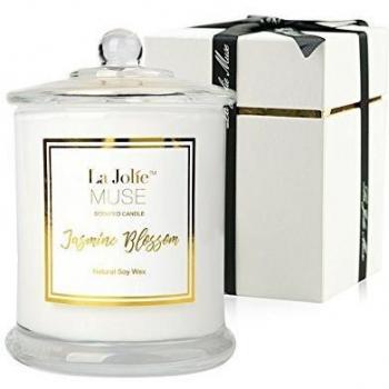 La Jolíe Muse Velas Aromáticas - Vela Perfumada de Jazmín, Velas Aromáticas Grandes, Vela Jazmin, Vela Decorativa, Vela Aromatica para Regalo, 50-65 Horas, 280g