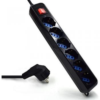 Ewent EW3924 Regleta con 6 Tomas, Negro