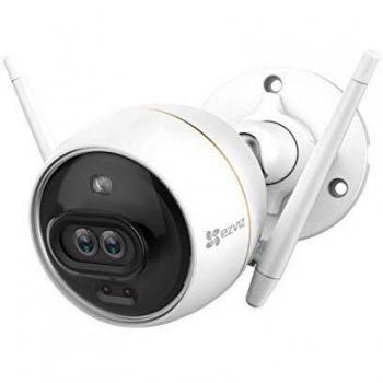 EZVIZ Cámara de Vigilancia WiFi Visión Nocturna Colorida 1080p, IP Dual-lens Cámara de Seguridad FHD AI Integrada, Luz Estroboscópica&Sirena, Audio Bidireccional, IP67, H.265, Compatible con Alexa,C3X