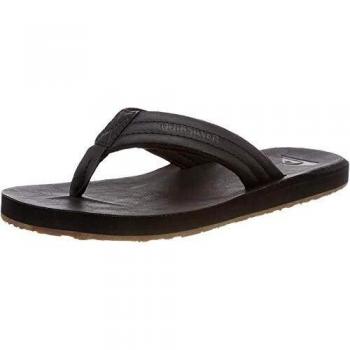 Quiksilver Carver Nubuck Men's Sandals - Faux Leather Flip Flops in Solid Black