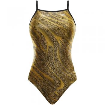 The Finals - Bañador para niñas con diseño de lámina de Tilo – Dorado, 7919A, Dorado, 30