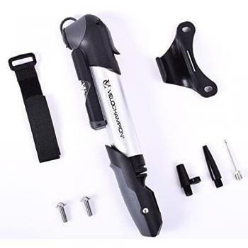 VeloChampion Mini Bomba de Bicicleta Alloy Se Adapta a Presta, Schrader & Dunlop - Portátil, Compacto, Duradero y rápido y fácil de Usar