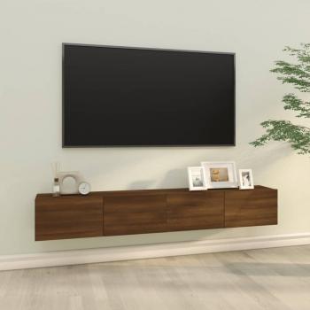 Mueble de TV de pared 2 piezas Roble Marrón 100x30x30cm madera multicapa