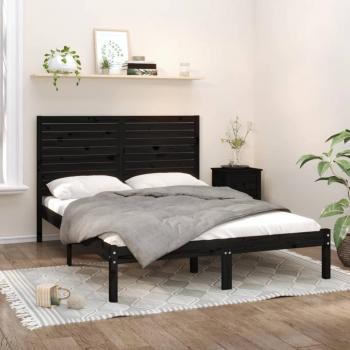 Cama de madera maciza negra 120x200 cm