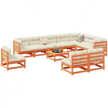 vidaXL 11 Piece Garden Sofa Set Wax Brown Solid Wood Pine
