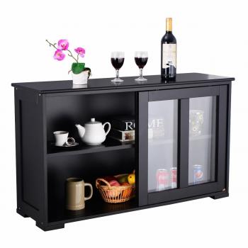 Aparador de Cocina Armario de Almacenamiento Gabinete Consola Costway con 2 Estantes, 2 Puertas, dimensiones 106 x 33 x 62,5 cm, color Negro