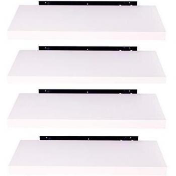 EUGAD Juego de 4 Estantería Pared Madera Blanco Estante Flotante para Colgar Libro CD en Cocina Salon Dormitorio 50cm 0090QJ