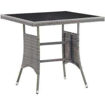 Mesa de jardín ratán sintético gris 80x80x74 cm
