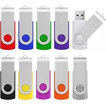 Pendrive 2GB 2.0 10 Unidades, KOOTION Memorias USB Flash Drive USB 2.0 Pen Drives, Pack de 10 Piezas Multi-Colores