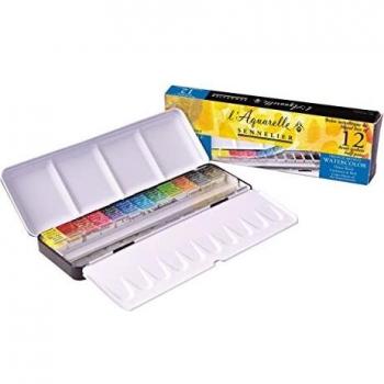 Sennelier : Watercolour Paint : Classic Metal Tin Set Of 12 Half Pans