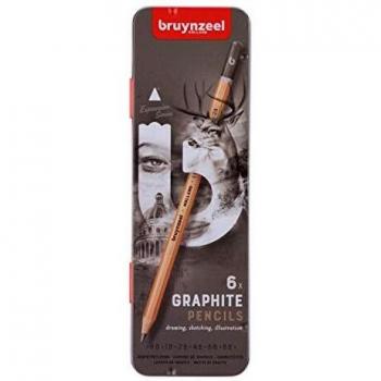 Bruynzeel Expression Graphite Pencil Set Metal Tin with 6 Assorted Hardness Grades